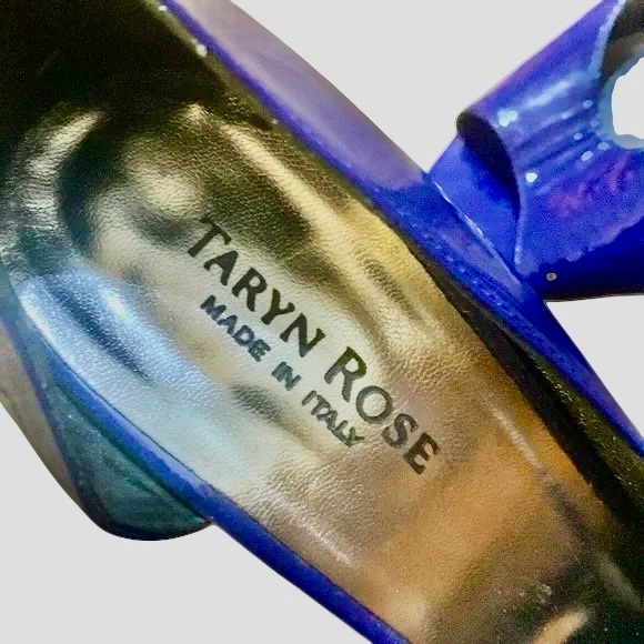 New Taryn Rose blue patent open toe pump 3 inch high heels 38.5 new never worn - Picture 5 of 5